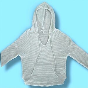 💕Joie Ribbed Cashmere Hoodie • Pale Powder Blue • XS - Oversized / Relaxed Fit